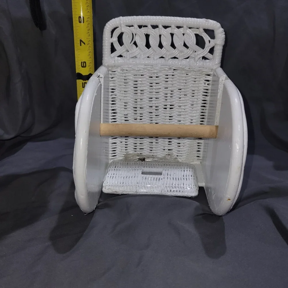 Vintage White Wicker Toilet Paper Holder Light Switch Cover Plate